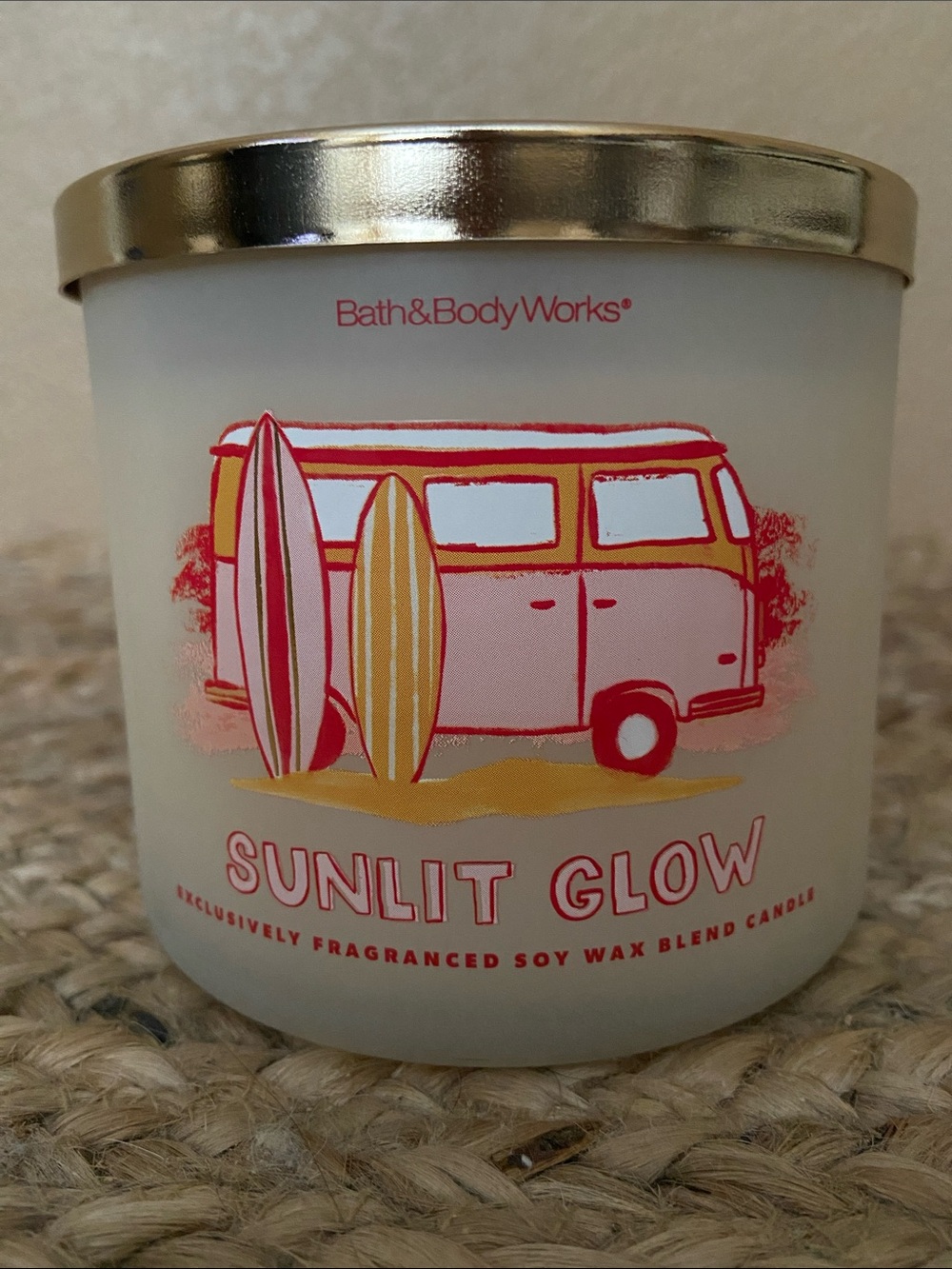 Bath & Body Works Sunlit Glow Scented Candle - Pink & Gold Accents
